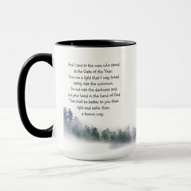 Inspirational Poem Put your Hand in God Square Mug (Left)