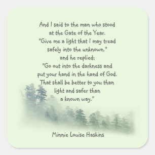 Inspirational Poem Quote Put your Hand in God's Square Sticker