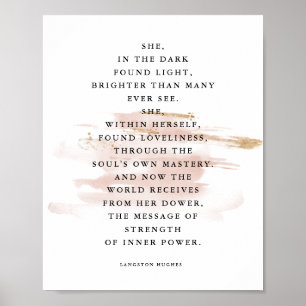 Inspirational Poem She In The Dark Langston Hughes Poster