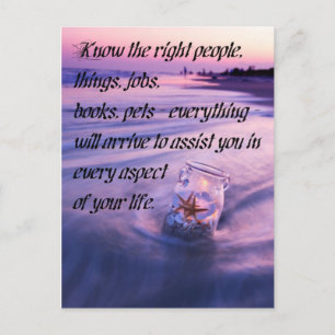 Inspirational positive beach theme quote postcard