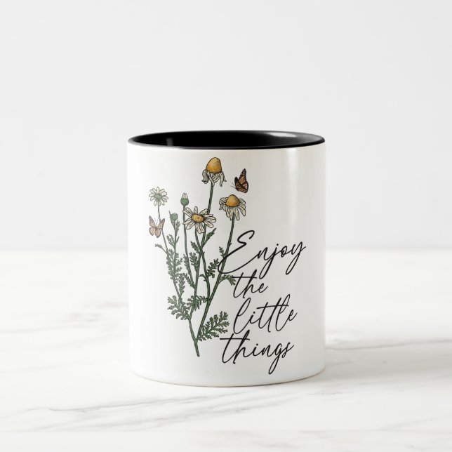 Inspirational Positive Daisy Saying/Sublimation  T Two-Tone Coffee Mug (Center)