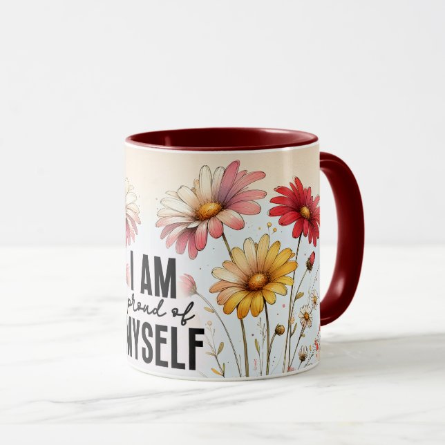 Inspirational/Positive Floral Quote Wrap  Mug (Front Right)