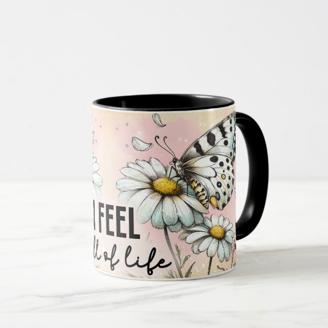 Inspirational/Positive Floral Quote Wrap  Mug (Front Right)