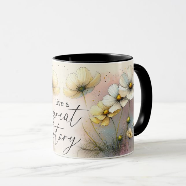 Inspirational/Positive Floral Quote Wrap  Mug (Front Right)
