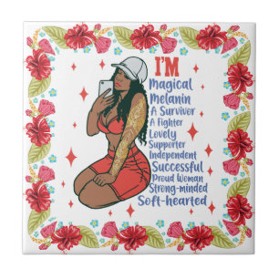 Inspirational Positive Words Affirmation Sista Bla Ceramic Tile