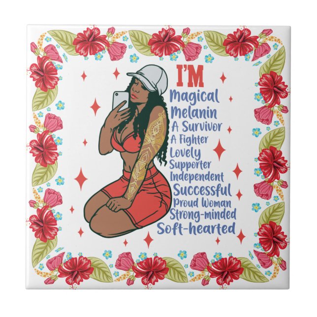 Inspirational Positive Words Affirmation Sista Bla Ceramic Tile (Front)