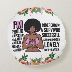 Inspirational Positive Words Affirmation Sista Bla Round Cushion