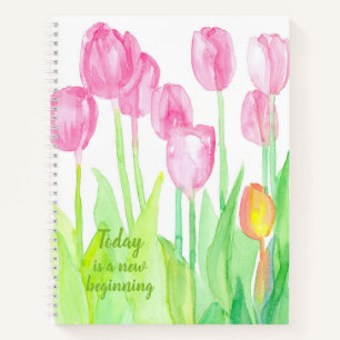Inspirational Positive Words Tulips Personalised Notebook