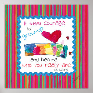 Inspirational poster with kid's art of a heart