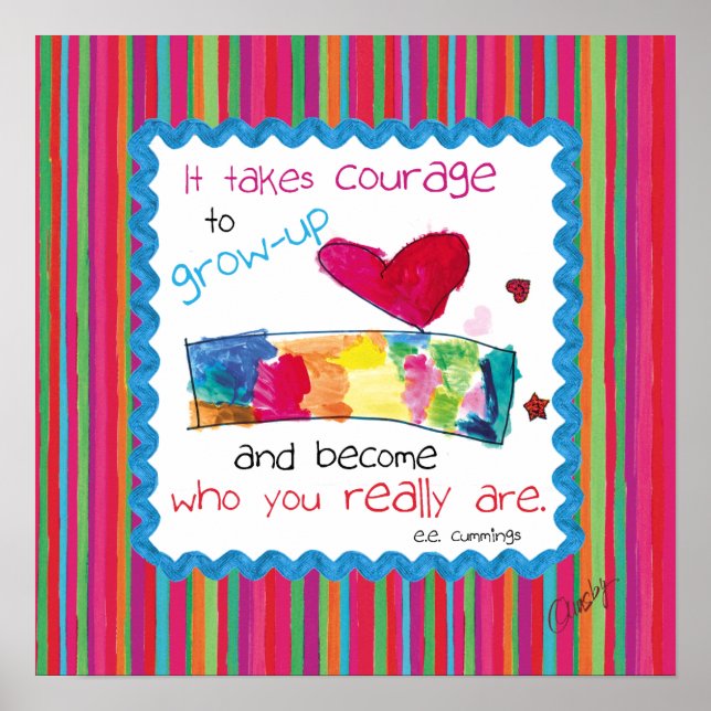 Inspirational poster with kid's art of a heart (Front)