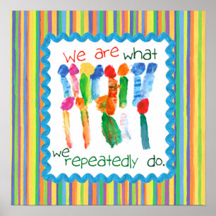 Inspirational poster with kid's art of flowers