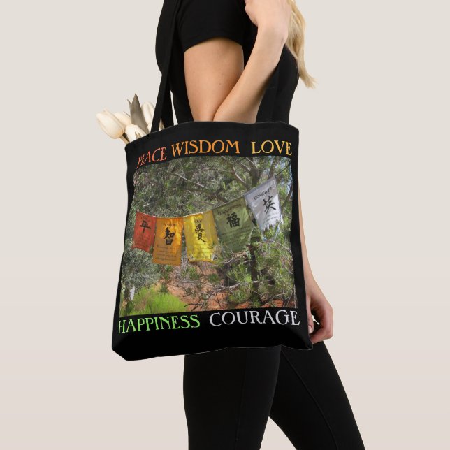 Inspirational Prayer Flags Tote Bag (Close Up)