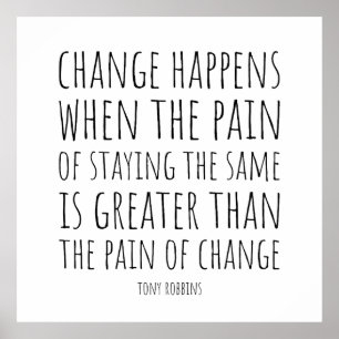 Inspirational Quote About Change and Pain Poster