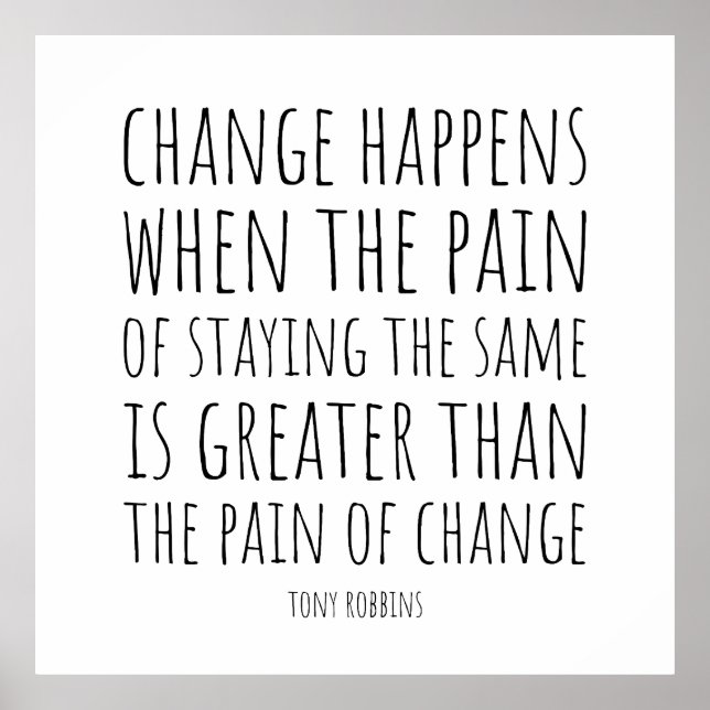 Inspirational Quote About Change and Pain Poster (Front)