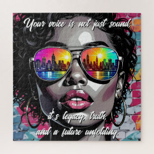 Inspirational Quote and City Woman Jigsaw Puzzle