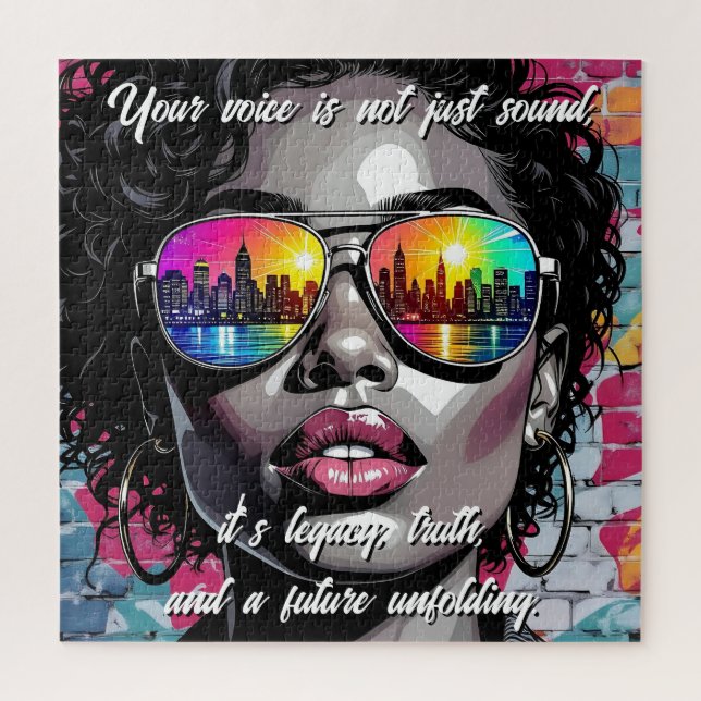 Inspirational Quote and City Woman Jigsaw Puzzle (Vertical)