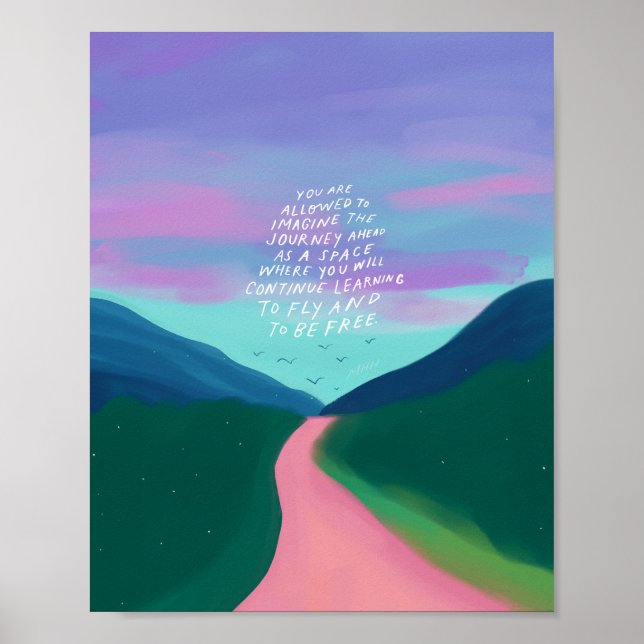 Inspirational quote and colourful nature art poster (Front)