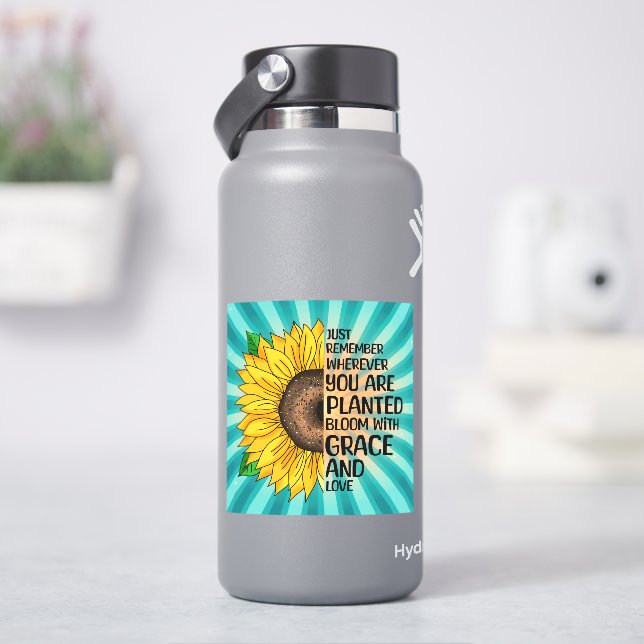 Inspirational Quote and Hand Drawn Sunflower (HydroFlask)