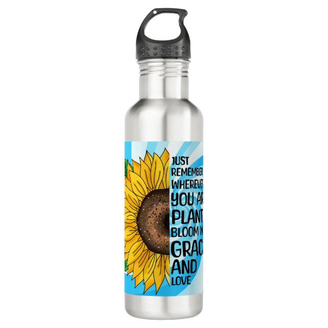 Inspirational Quote and Hand Drawn Sunflower 710 Ml Water Bottle (Front)