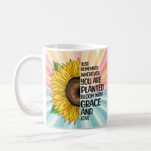 Inspirational Quote and Hand Drawn Sunflower Coffee Mug
