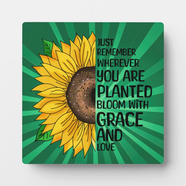 Inspirational Quote and Hand Drawn Sunflower Plaque (Front)