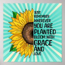 Inspirational Quote and Hand Drawn Sunflower