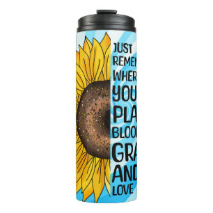 Inspirational Quote and Hand Drawn Sunflower Thermal Tumbler