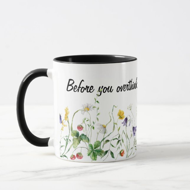 Inspirational Quote and Wildflowers On White Mug (Left)