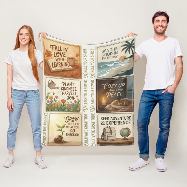 Inspirational Quote Art Sticker Sheet Fleece Blanket (In Situ)