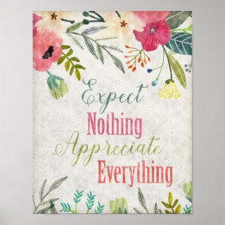 Inspirational quote art Watercolor floral art Poster