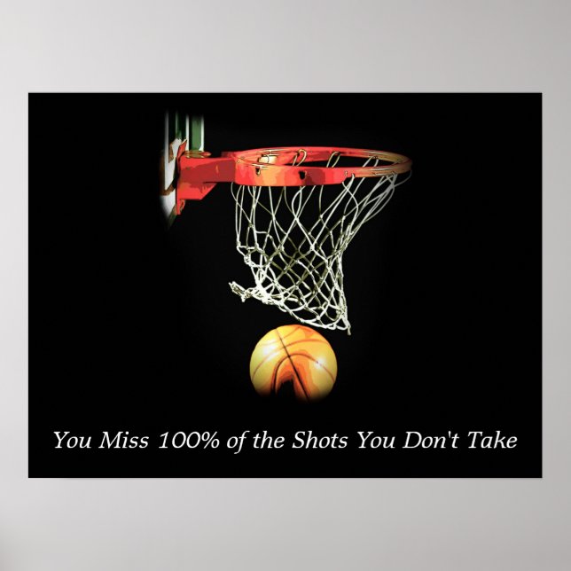 Inspirational Quote Basketball Shot Artwork Poster (Front)