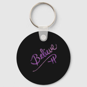 Inspirational Quote Believe Script Graphic Design  Key Ring