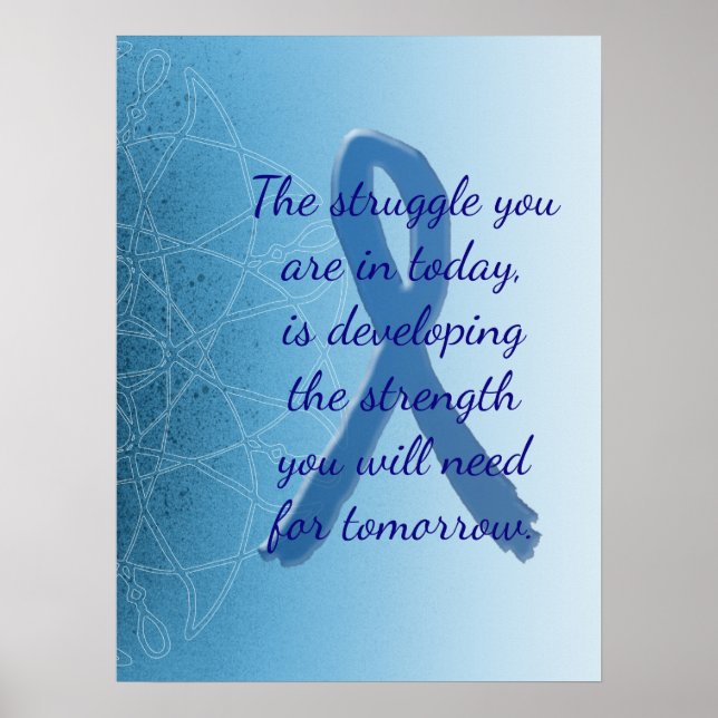 Inspirational Quote Blue ME CFS Ribbon Poster (Front)