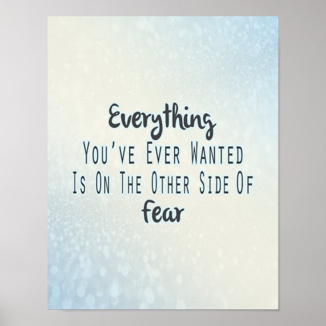 Inspirational Quote, Blue Typography About Desire Poster (Front)