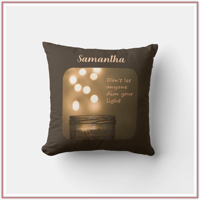 Inspirational Quote Brown Bokeh Lights Cushion (Creator Uploaded)