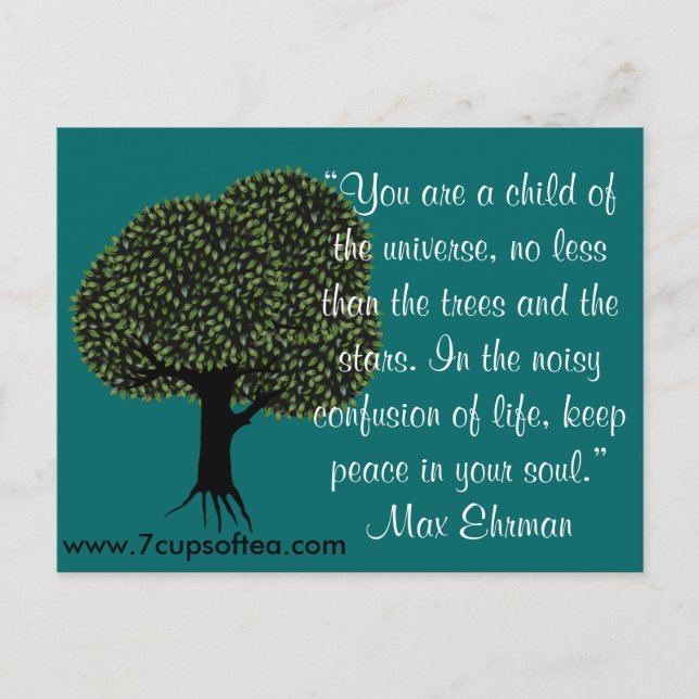 Inspirational Quote Card | 7 Cups Of Tea (#1) (Front)