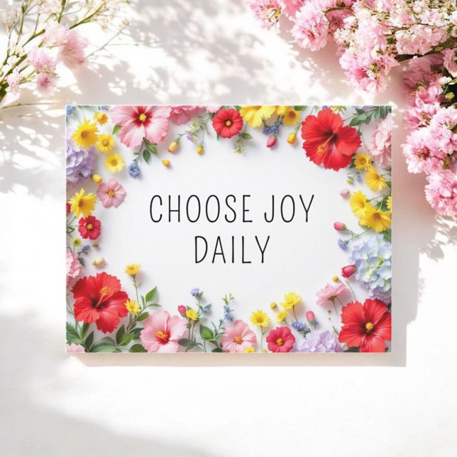 Inspirational Quote Choose Joy Colourful Flowers Postcard (Creator Uploaded)