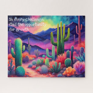 inspirational quote,colorful cactus landscape  jigsaw puzzle