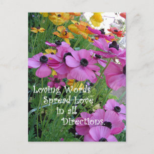 Inspirational Quote Colourful Floral Flower Garden Postcard