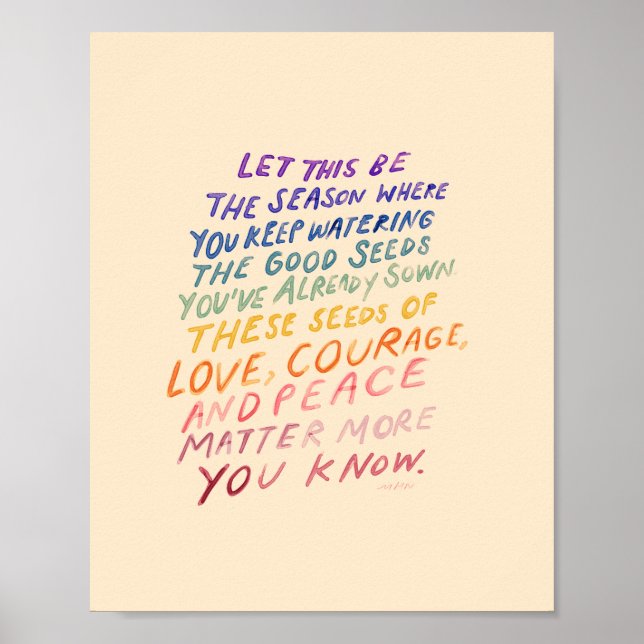 Inspirational quote, colourful poster (Front)