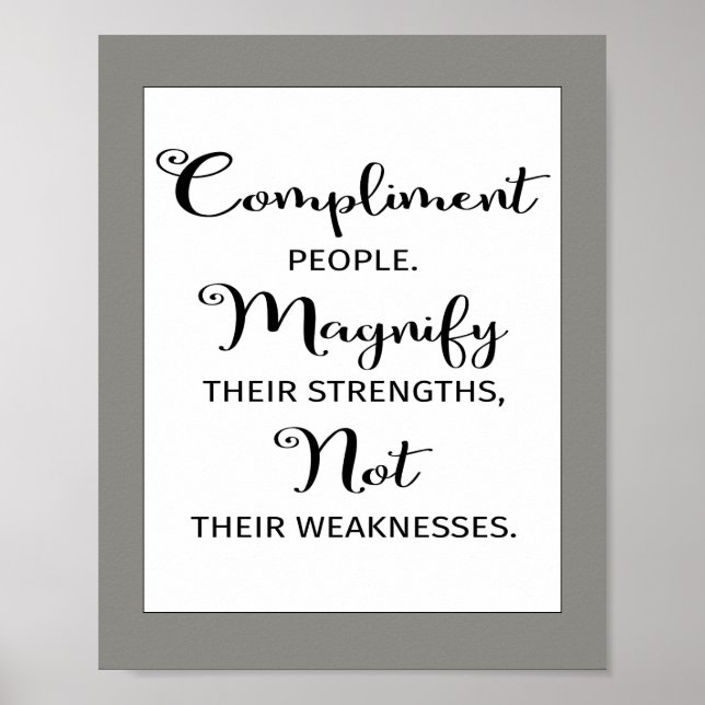 Inspirational Quote Compliment People Art Print (Front)