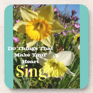 Inspirational Quote Daffodil Spring Floral Flower Coaster