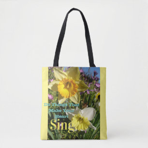 Inspirational Quote Daffodil Spring Floral Flower  Tote Bag