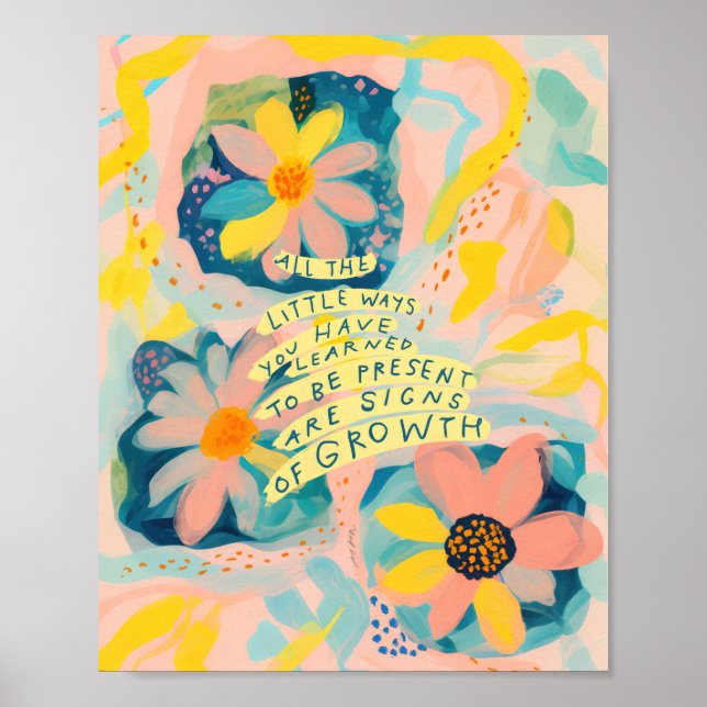 Inspirational Quote Encouraging Poster - Floral (Front)