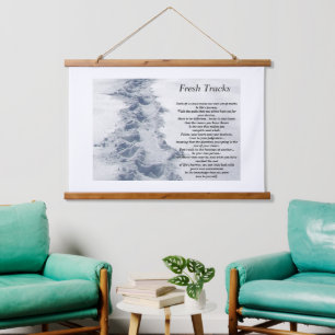 Inspirational Quote Fresh Tracks Hanging Tapestry