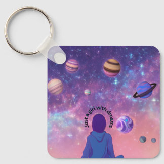 Inspirational quote, galaxy theme, aesthetic key ring