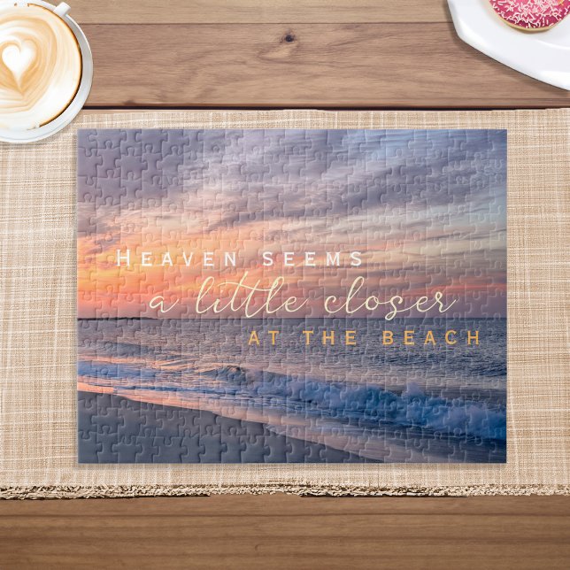 Inspirational Quote Heaven Seems Closer At Beach Jigsaw Puzzle (Inspirational Quote Heaven Seems Closer At Beach Jigsaw Puzzle)