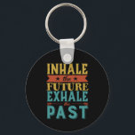 Inspirational Quote Inhale Future Exhale Past Key Ring<br><div class="desc">Inspirational motivation quote to keep you inspired and motivate others around you.

Beautiful saying about letting go of the past failures and bad experiences to embrace the future and all the possibilities. Breath. Inhale the future. Exhale the past.

Background colour can be customised to your desired colour.</div>