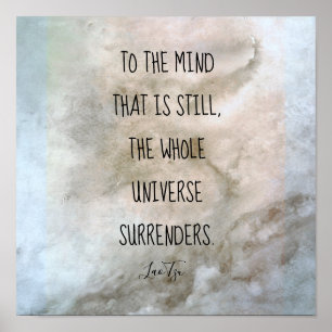 inspirational quote Lao Tzu text watercolor grey Poster