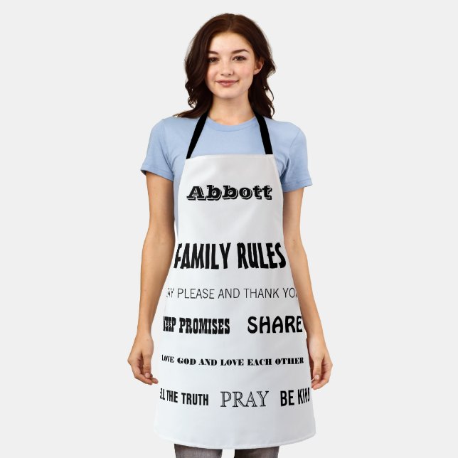 Inspirational Quote Life Family Rules  Apron (Worn)